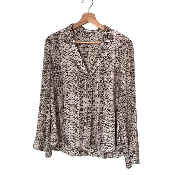 All in Favor Tops - All in Favor Women Leopard Print Oversized Long Sleeve Blouse medium